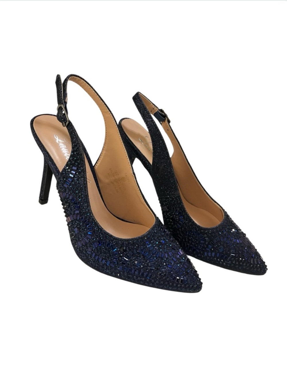 Lauren Lorraine Rachel Navy Rhinestone Slingback Pumps Women's Size 5.5 - Picture 2 of 6